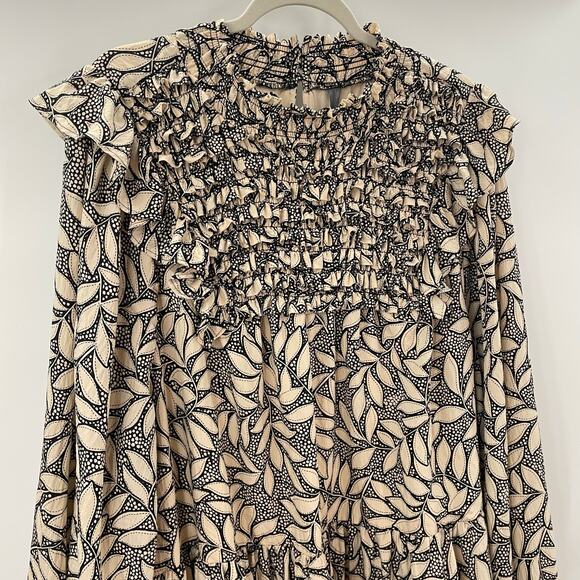 By Anthropologie Long Sleeve Printed Smocked Mini Dress 3X - Picture 8 of 14